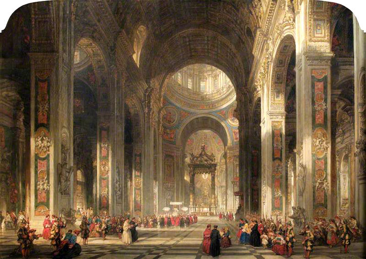 David Roberts,Intérieur de la basilique Saint-Pierre (1862)